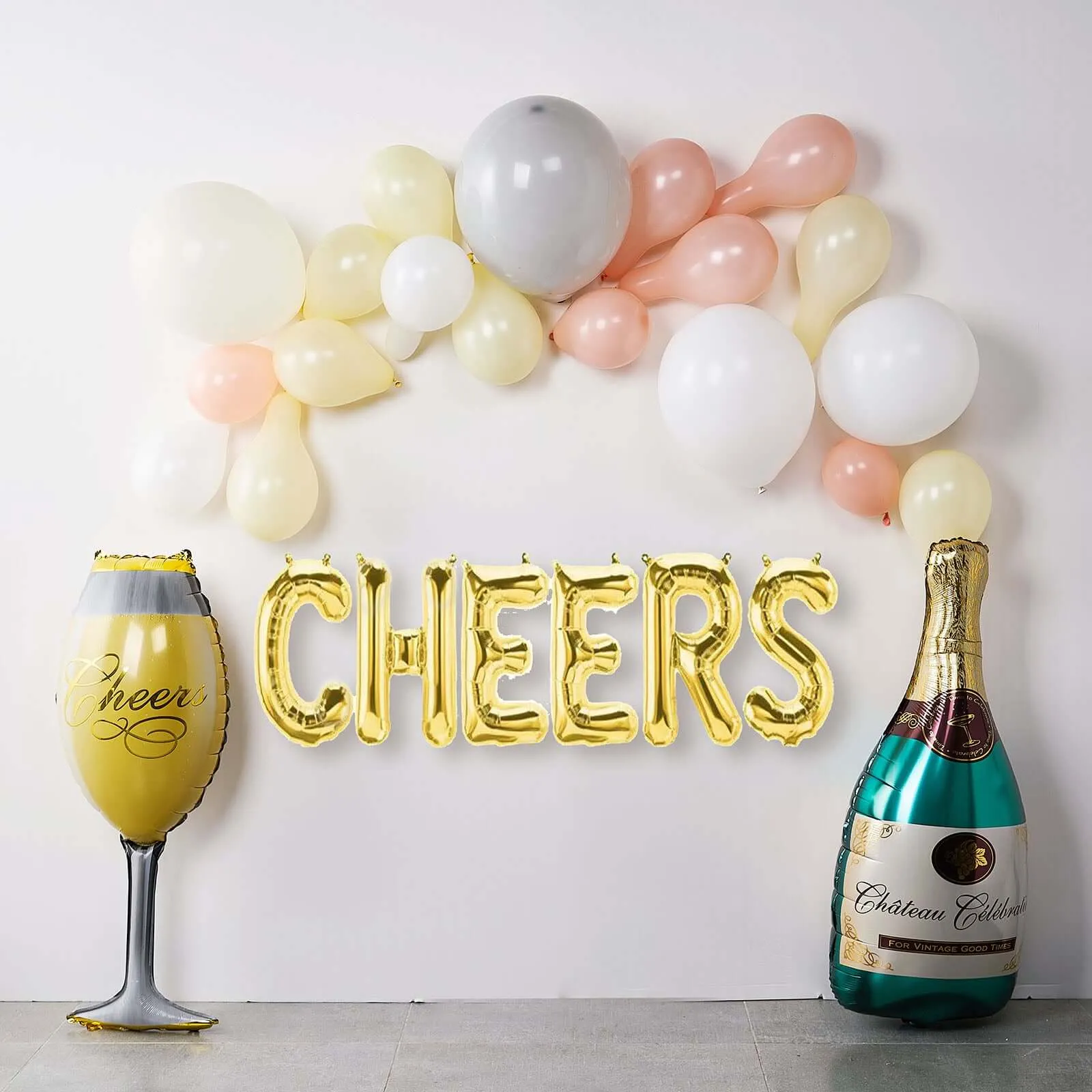 1 Pair 39" Champagne Bottle and Glass Mylar Foil Helium Air Balloons