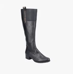 78690-00 Womens Knee High Leather Boots Black