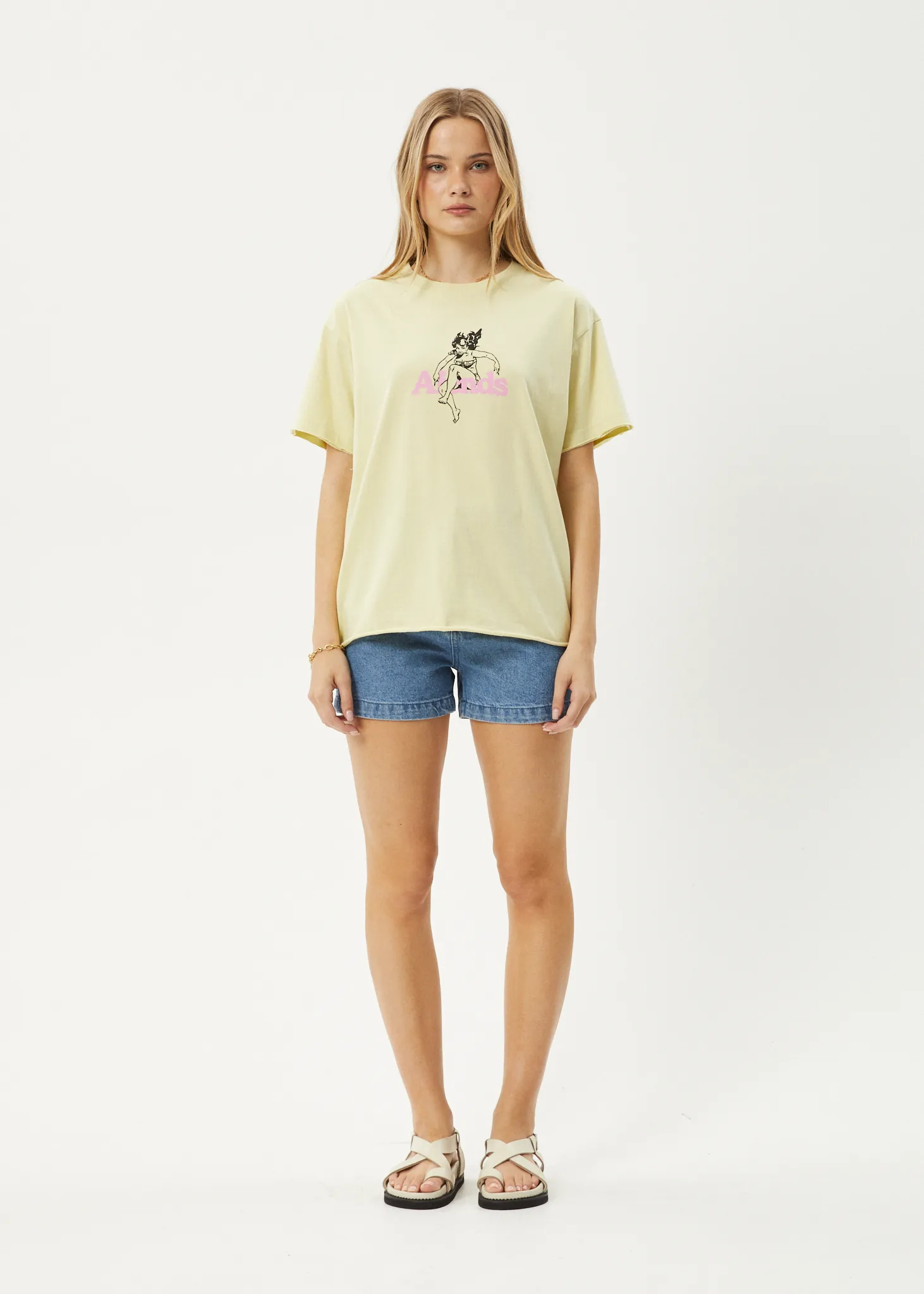 AFENDS Womens No Fury - Oversized Tee - Lemongrass