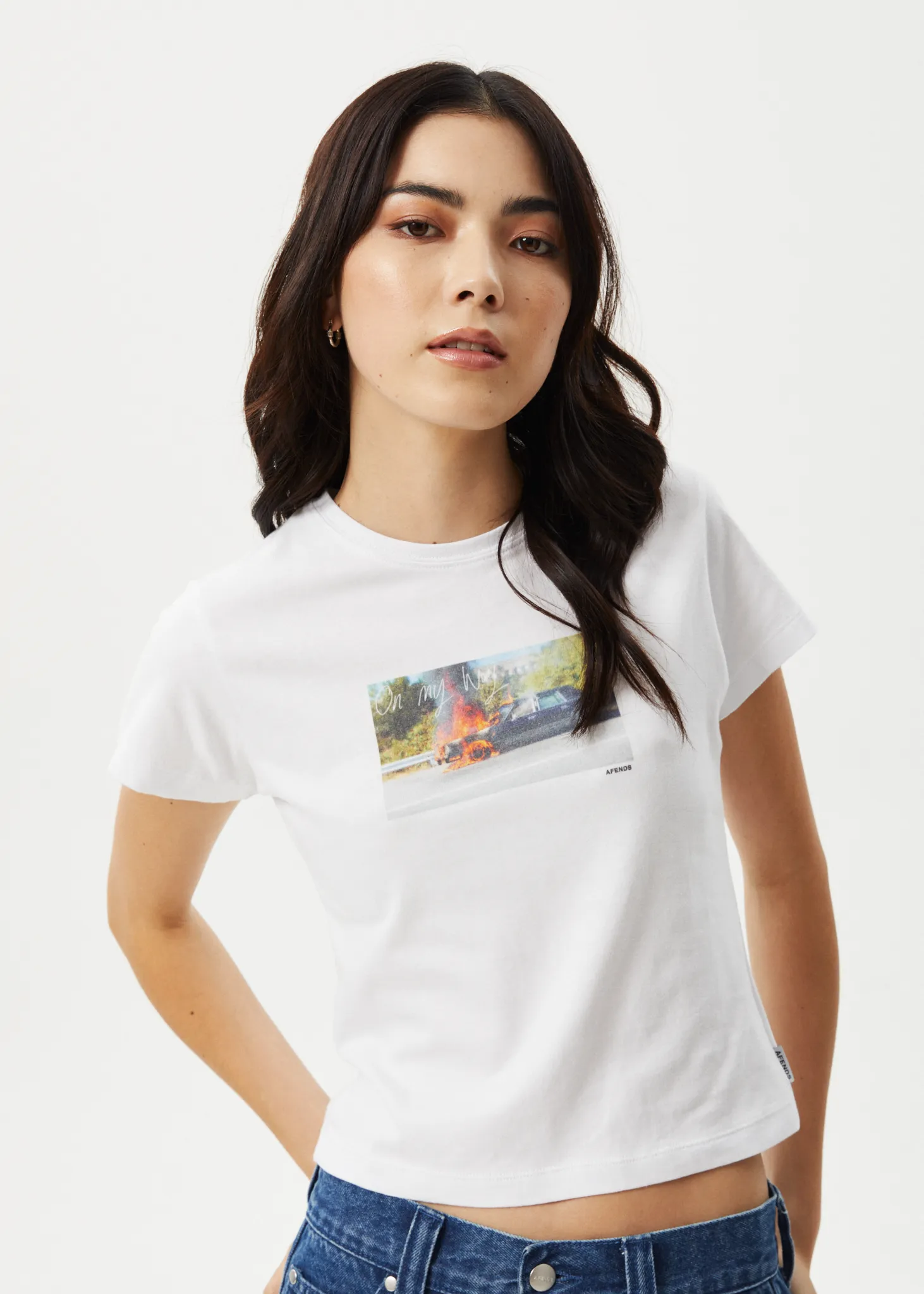 AFENDS Womens Omw - Baby Tee - White