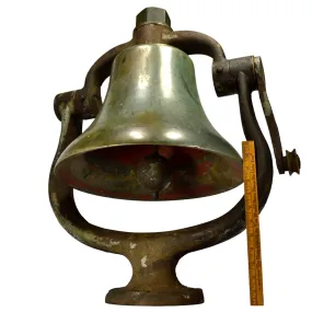 Antique BRASS/BRONZE LOCOMOTIVE BELL w/ CRADLE YOKE CLAPPER & FINIAL Reading RR?