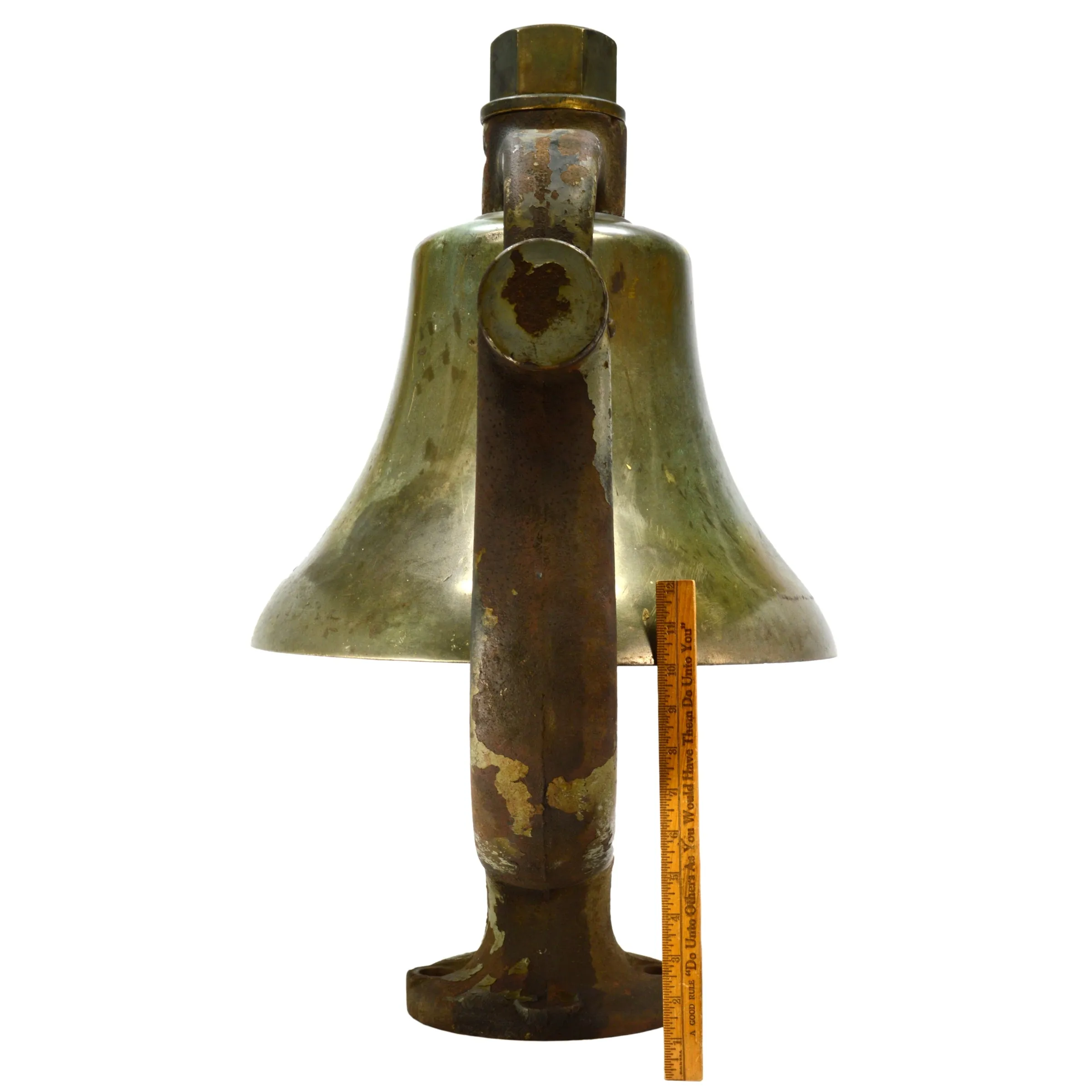 Antique BRASS/BRONZE LOCOMOTIVE BELL w/ CRADLE YOKE CLAPPER & FINIAL Reading RR?