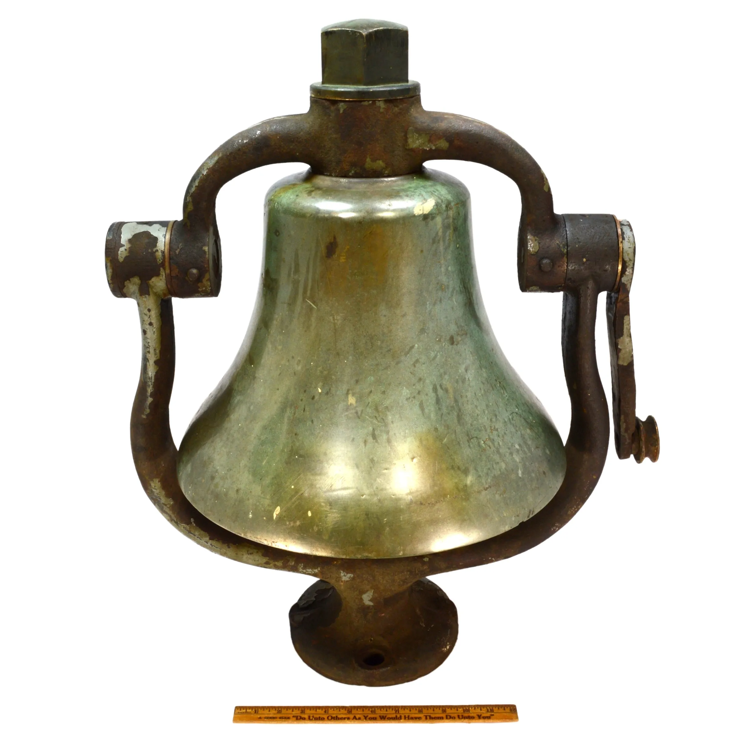 Antique BRASS/BRONZE LOCOMOTIVE BELL w/ CRADLE YOKE CLAPPER & FINIAL Reading RR?