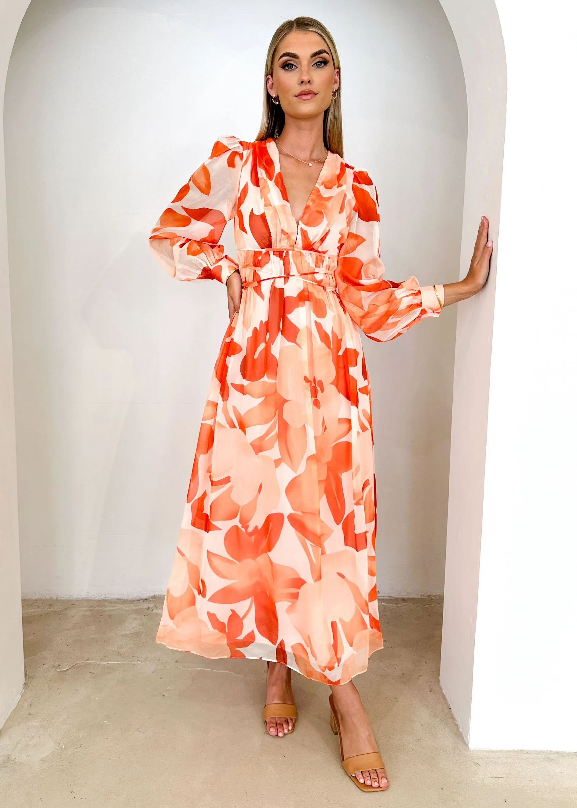 Balwyn Maxi Dress - Tangerine Floral