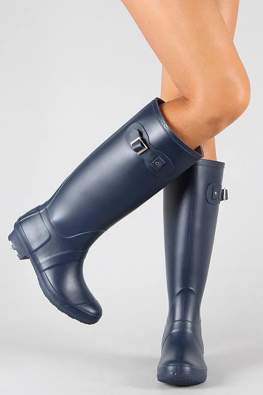 Bamboo Round Toe Knee High Rain Boot