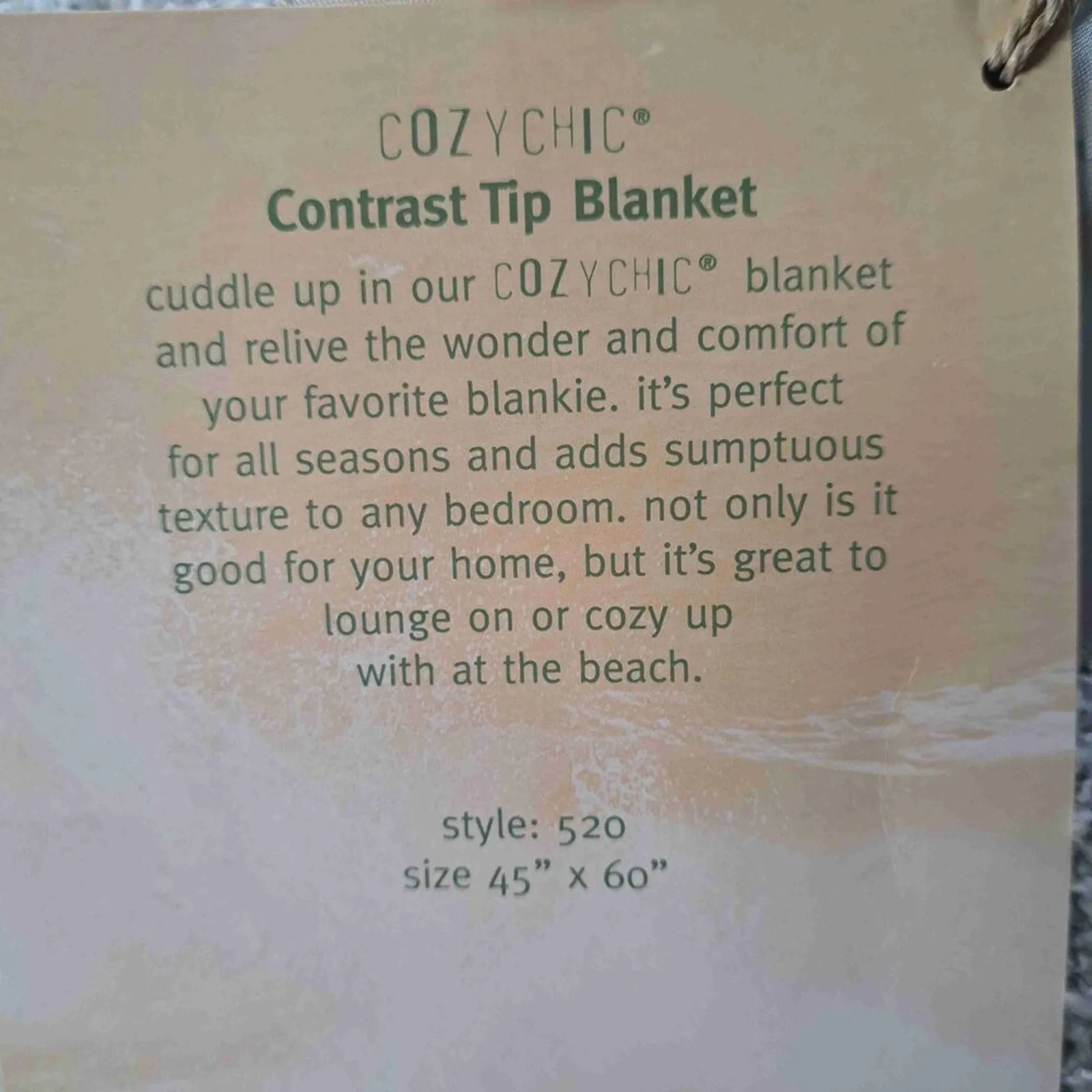 Barefoot Dreams Ocean Cozychic Fabric Contrast Tip Blanket Size 45X60