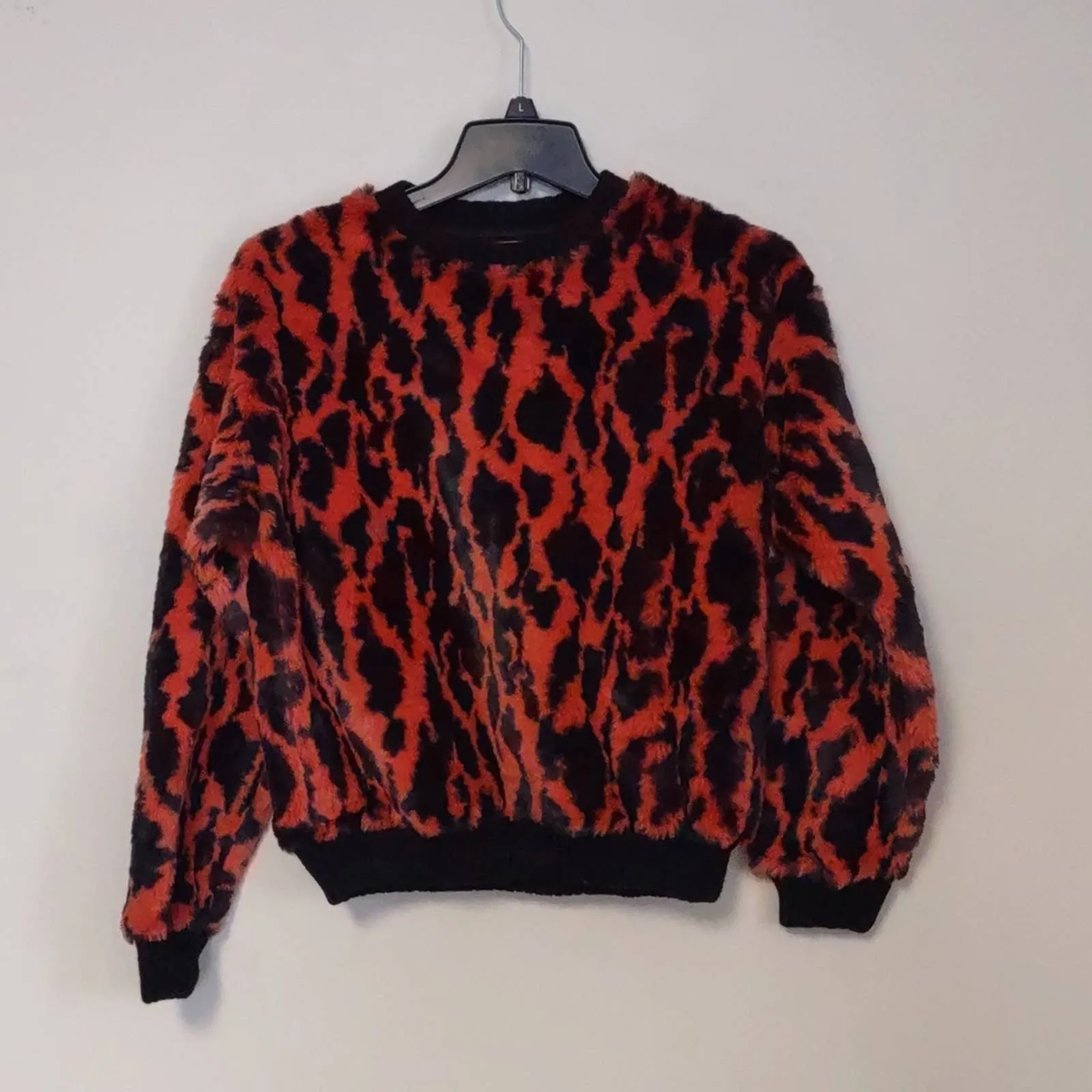 Bershka Fuzzy Jacquard Leopard Print Sweater Small