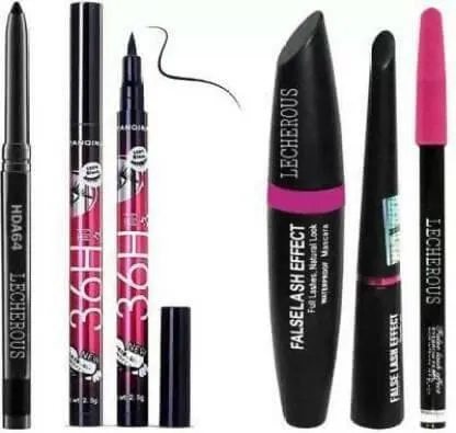 Bingeable Kajal& 3 In1 Waterproof Eyeliner, mascara, Kajal & Eyeliner (7 Pcs Brush)