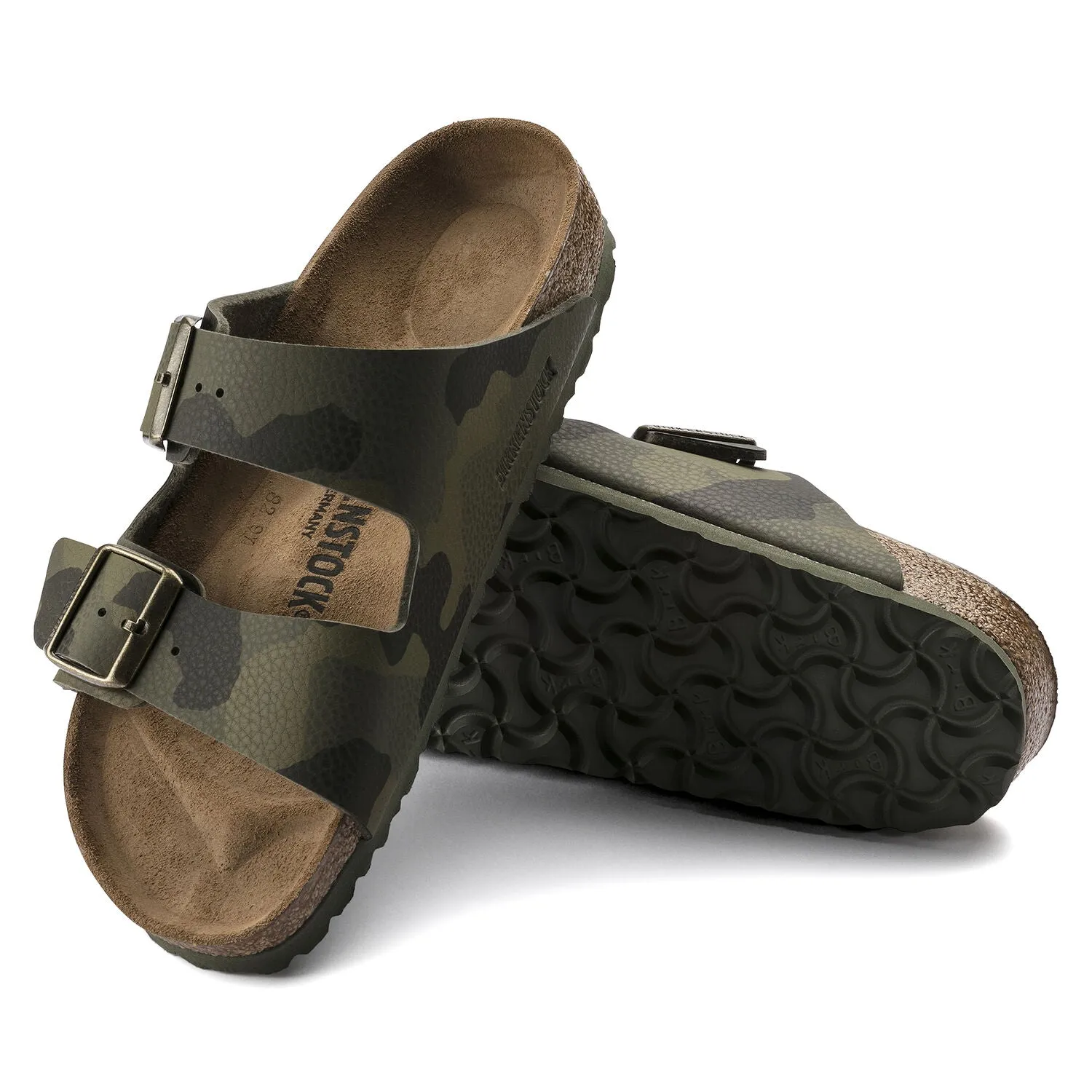 Birkenstock Arizona Birko Flor Desert Soil Camouflage Green Narrow Women's