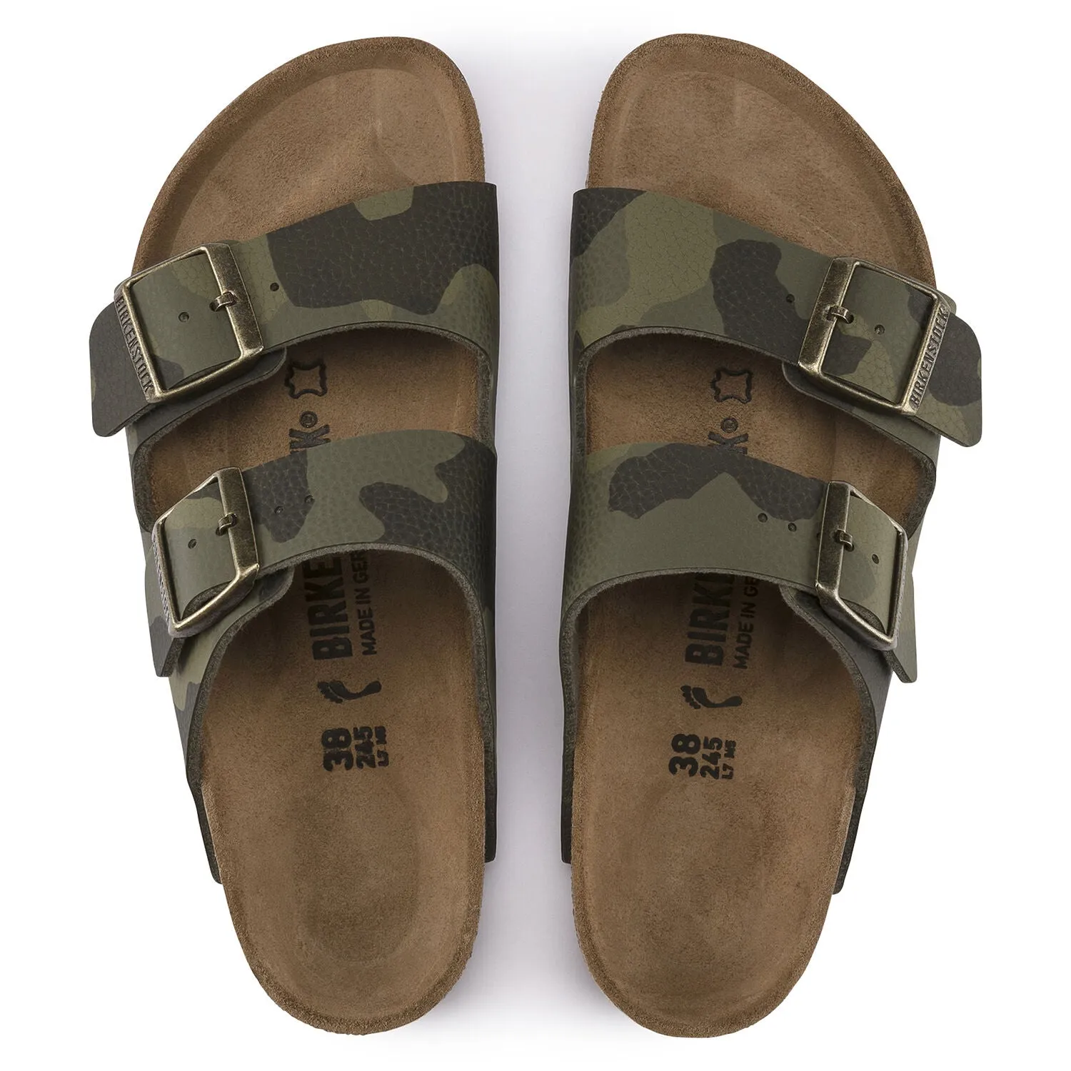 Birkenstock Arizona Birko Flor Desert Soil Camouflage Green Narrow Women's