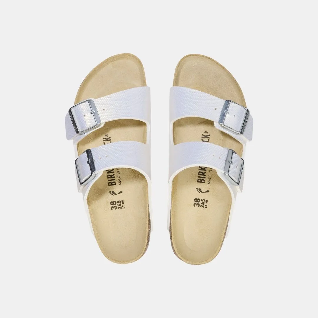 Birkenstock Arizona Birko Flor Women's Shiny Lizard White