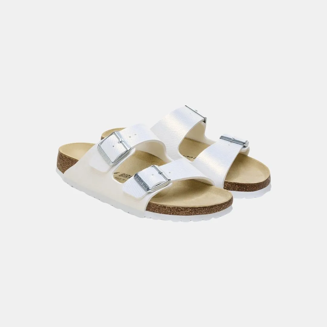 Birkenstock Arizona Birko Flor Women's Shiny Lizard White