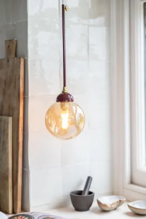 Burgundy Glass Dome Metal Ceiling Light