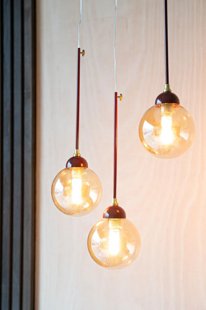 Burgundy Glass Dome Metal Ceiling Light