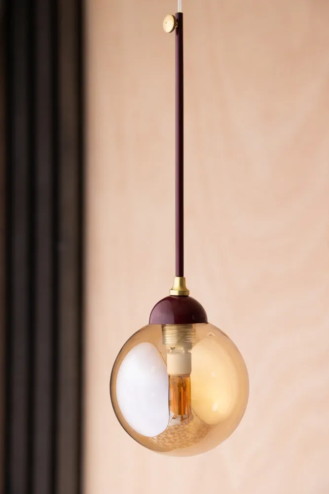 Burgundy Glass Dome Metal Ceiling Light