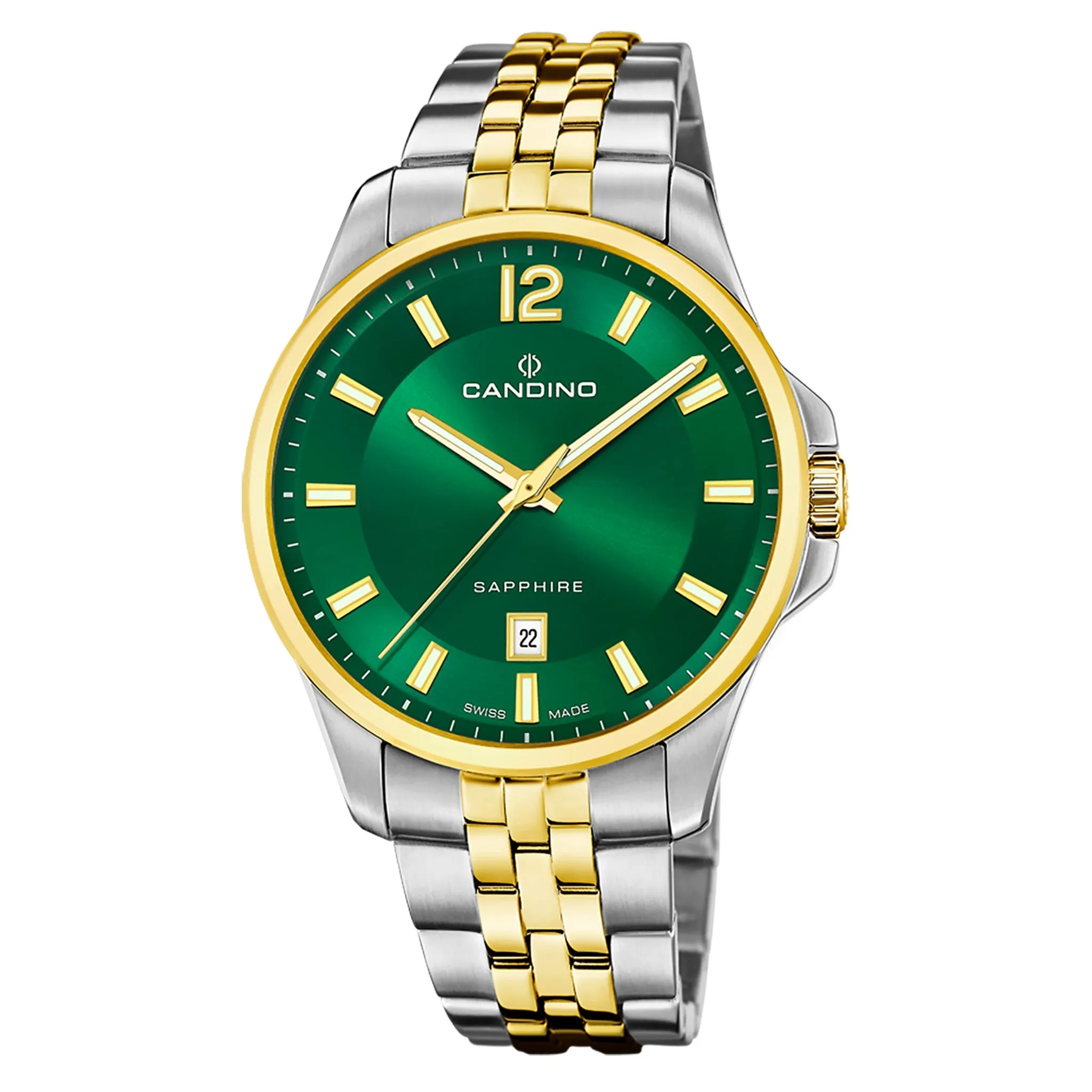 Candino Two-Tone Steel Green Dial Men's Swiss Made Watch - C4765/3