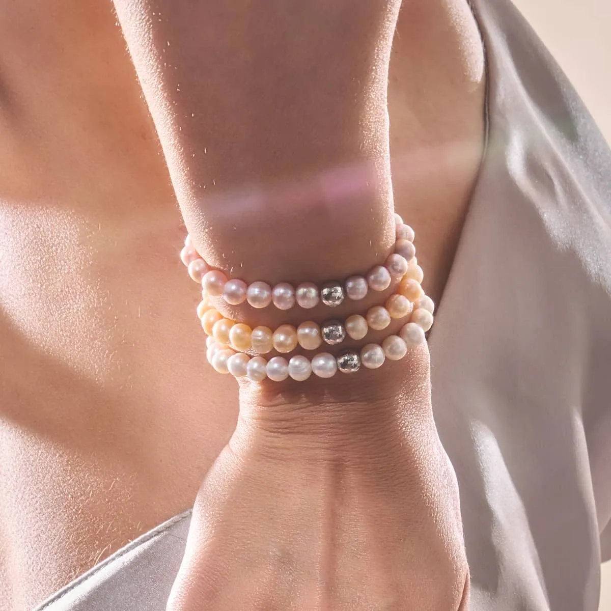 Champagne | .925 Sterling Silver | Freshwater Pearl Bracelet