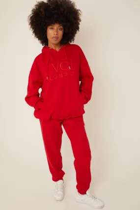 Chelsea Oversized Fleece Tracksuit - Red