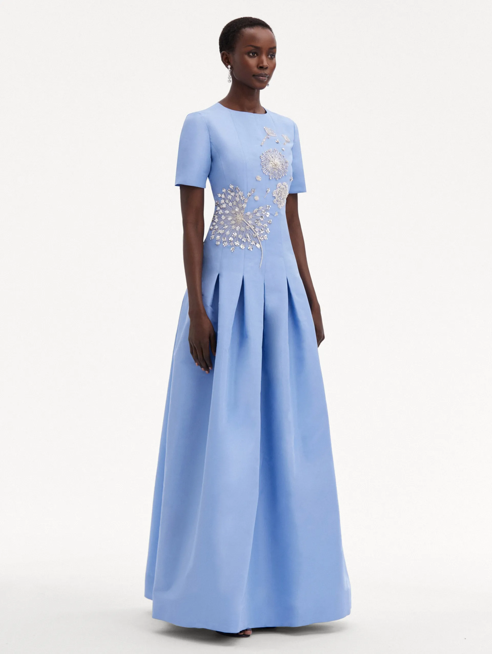 Dandelion Crystal Embroidered Faille Gown