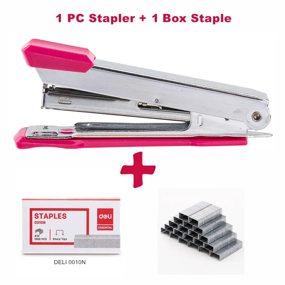 Deli Mini Stapler NO.10 Metal Durable Fashion Colored Staplers With Portable Compact Kawaii Stationery Shool Office Supplies