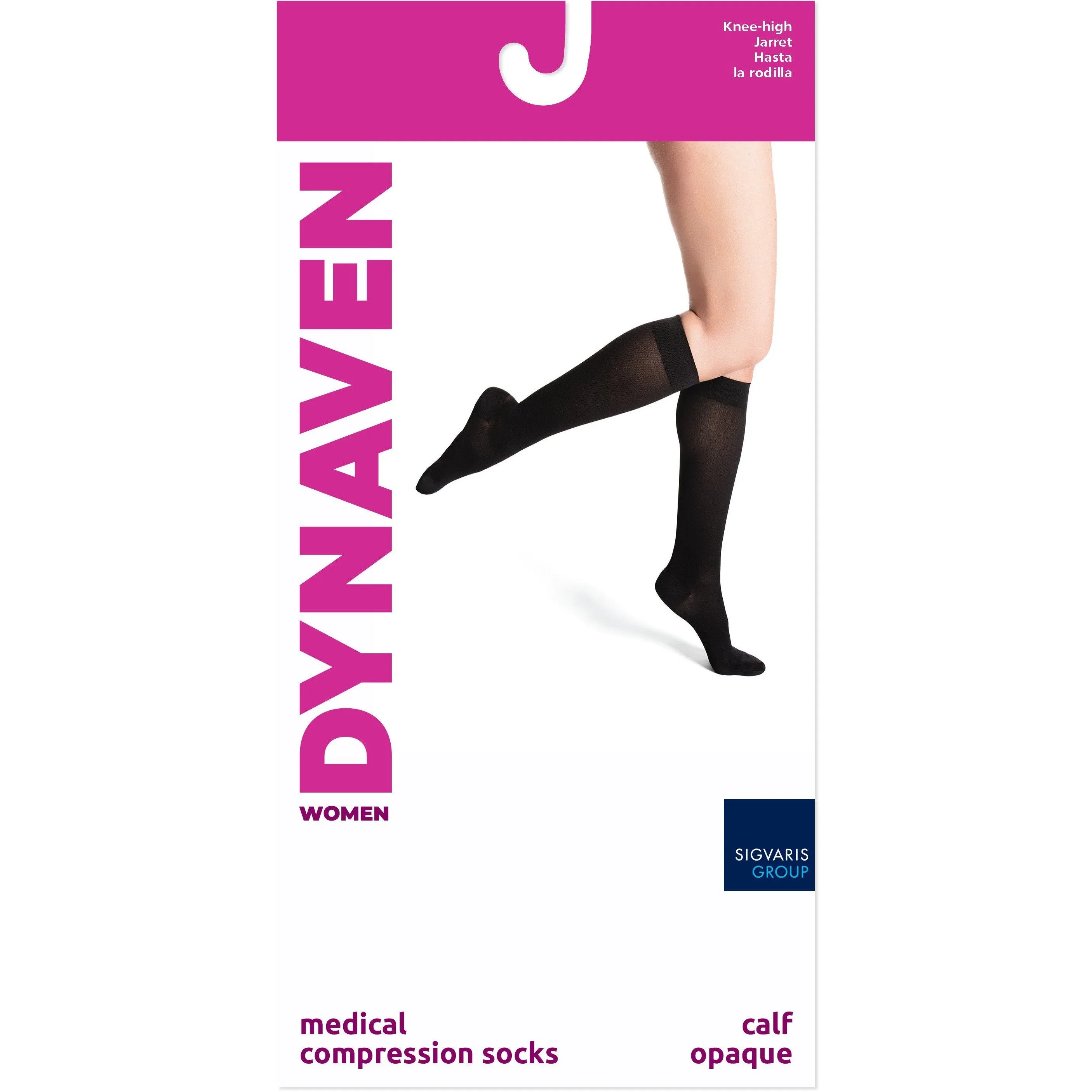 Dynaven Opaque Women's Knee High 20-30 mmHg w/ Silicone Top