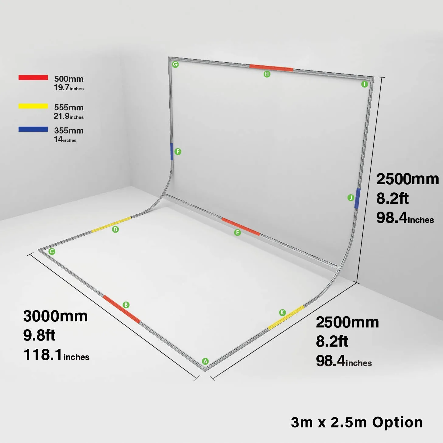 EasiFrame Curved Self-Supporting Portable Studio Infinity-Cove Cyclorama Background Kit V2 for Video and Photography - Black