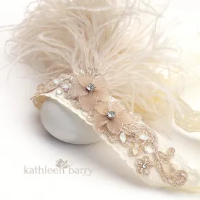 Gatsby style headband - 1920's  Champagne, ivory - color options available