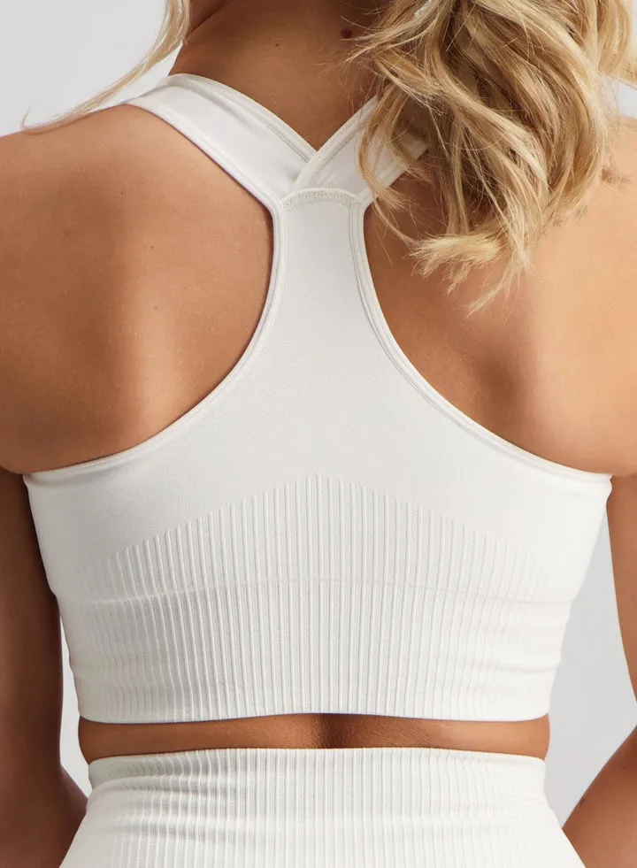 High Support Ribbed Seamless Bra | Off White