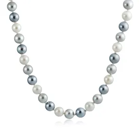 Imitation Pearl Strand Necklace Silver Plated Clasp 10MM