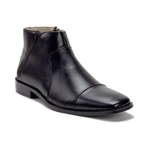 Men's 38893 Leather Lined Double Zip Cap Toe Dress Ankle Boots