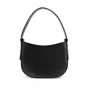 Mio Black Semi Patent Leather Shoulder Bag