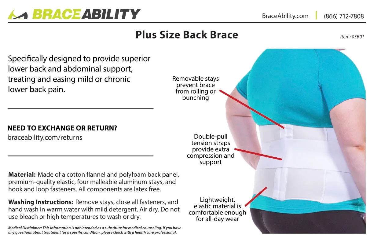 Plus Size Back Brace | Bariatric Big & Tall Support in Extra Large Overweight to Morbidly Obese Sizes