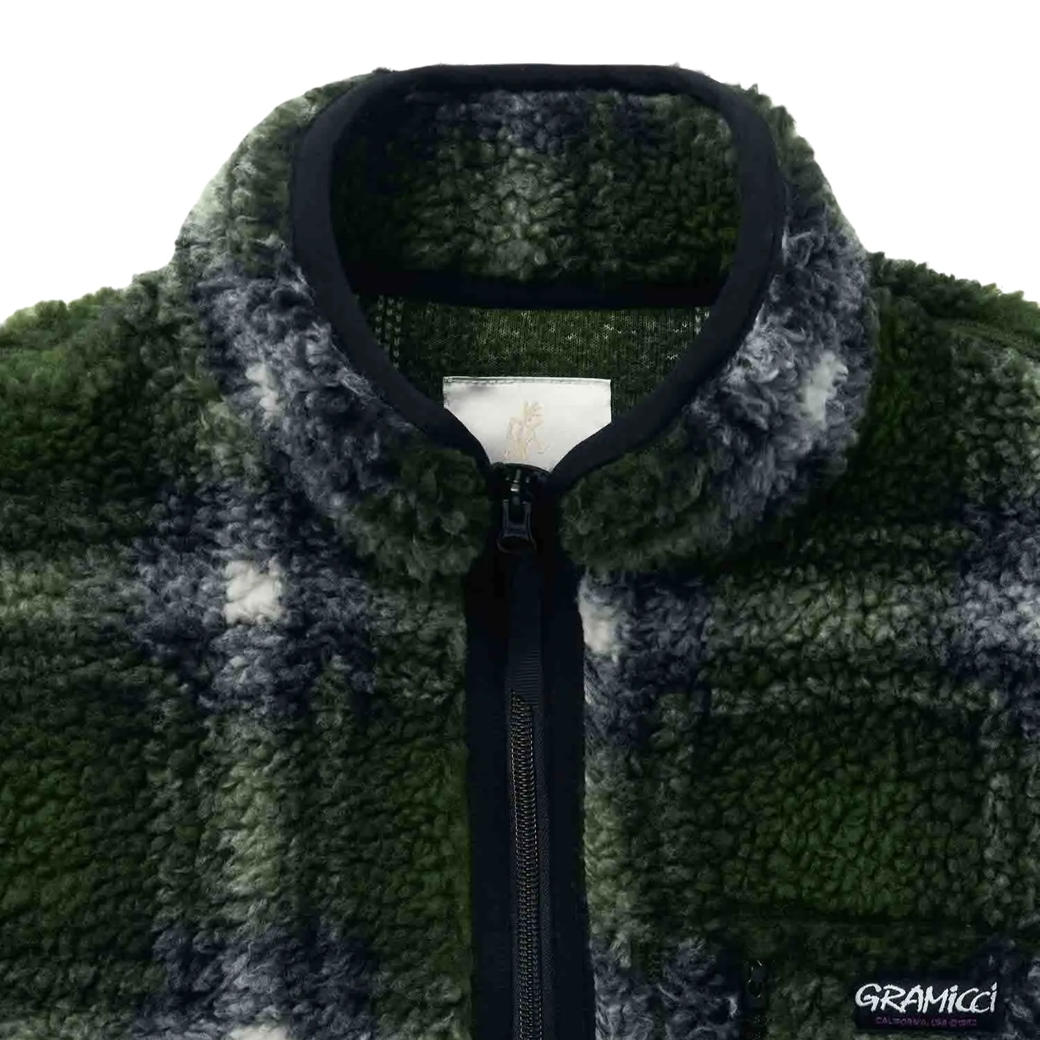 Shadow Plaid Sherpa Jacket - Olive Shadow Plaid