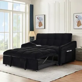 Sofa Couch Bed with USB & Type C Port Velvet Loveseat Sofa Pull Out Bed