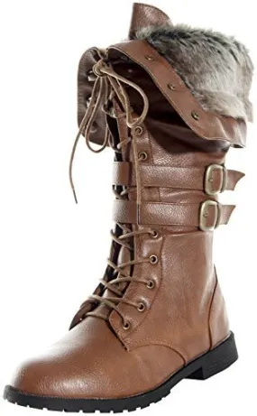 Women's Shanghai Military Combat Lace Up Winter Boots